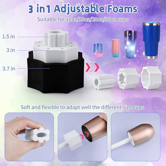 LFSUM Cup Turner for Crafts Tumbler Cup Spinner Machine Kit, Wood Cuptisserie Turner DIY Glitter Epoxy Tumblers with Silent UL Motor Safety Switch 3 in 1 Foams Accessories