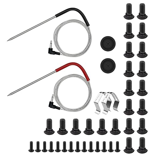 Replacement Parts Kit Temp Meat Probe and Replacement Screw Kit, with 2 Pack Probe Grommets, Probe Clips