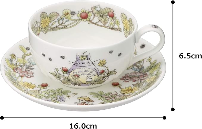 Noritake T97285A/4660-3 My Neighbor Totoro Milk Tea Cup & Saucer, 11.8 fl oz (325 cc), Snake Strawberry Version, Microwave Safe, 1 Guest, Bone China