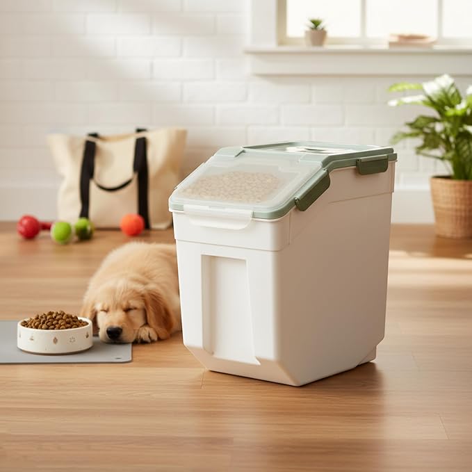 RUIAN 2Pcs Large Flour Storage Container Bin 50Lb Airtight Rice Storage Containers with Wheels Seal Locking Lid, BPA Free with Measuring Cup&Scoop for Flour, Rice, Grain 100LBS Total (Green)