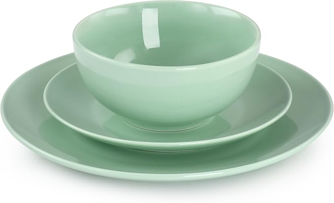 Elama Luna 18 Piece Round Porcelain Dinnerware Set (Mint)