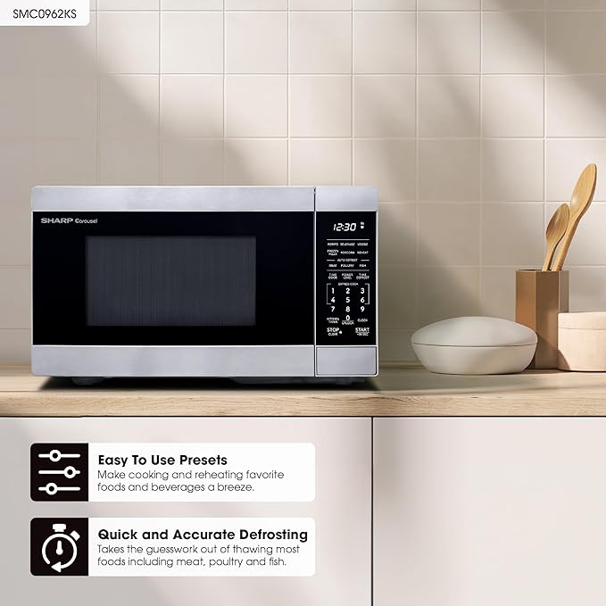 Sharp SMC0962KS 0.9 cu. ft. 900W Stainless Steel Countertop Microwave Oven