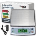 Polit KOIN Digital Food Scale 40lb – High-Capacity Rechargeable Kitchen & Packing Scale with Stainless Tray, 1g Precision and 3-Color Indicator for Baking, Meal Prep and Vendors