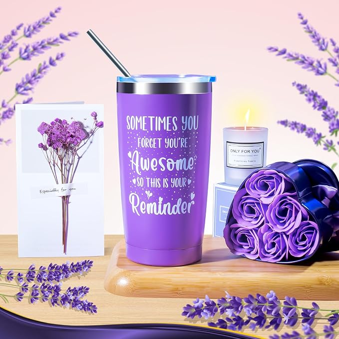 Fortuning's JDS 14PCS Lavender Relaxing Spa Gifts Basket for Women - Self Care Gifts for Mom, Wife, Girlfriend, Sister, Her - Birthday, Mother's Day, Get Well Soon Gifts