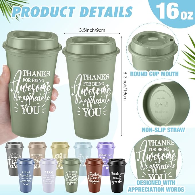 Teenyyou 135 Pcs Employee Appreciation Gift Set, 16oz Tumbler with Lid Notebook Pen Bulk Thank You Gift Holiday Party Favor for Teachers Office Coworker Teacher Staff Team (Dark Color,Elegant Style)