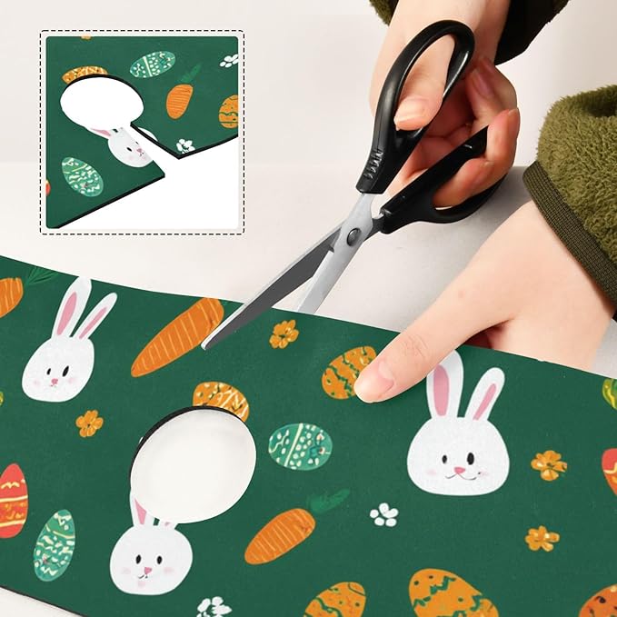 Kitchen Sink Splash Guard 1 PC 14.7 Inch Sink Faucet Mat Splash Guard for Bathroom Countertop Water Absorbent Foldable Cuttable Soft Washable Deep Green Easter Rabbit Eggs Carrots