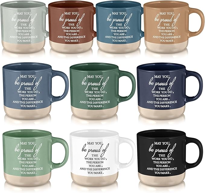 Didaey 10 Pcs Thank You Mugs Bulk 13 oz Inspirational Ceramic Coffee Mugs May You Be Proud Appreciation Gift Back to School Gift for Teacher Nurse Employee Coworker Office Staff, 10 Colors