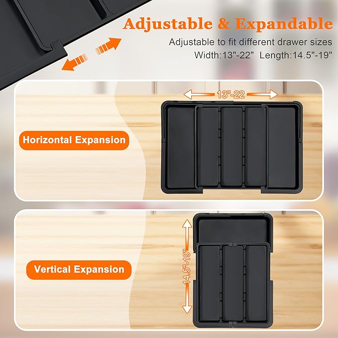 Spaclear Expandable Silverware Organizer Large Adjustable Utensil Drawer Organizer