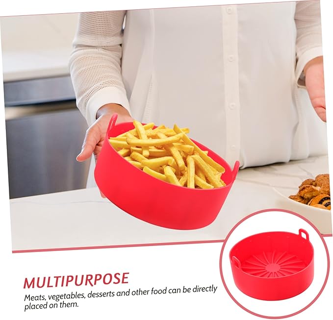Silicone Pad for Air Fryer Replacement Liner Fry Basket Pot Accessory Red Oven Liner Baking Tray Non-stick Easy to Clean