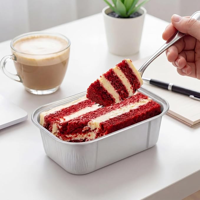Vesici 100 Sets Mini Loaf Pans with Lids, 5.7 oz Disposable Aluminum Foil Baking Cups, Rectangle Cake Pans for Baking Storage Birthday Party(Silver)