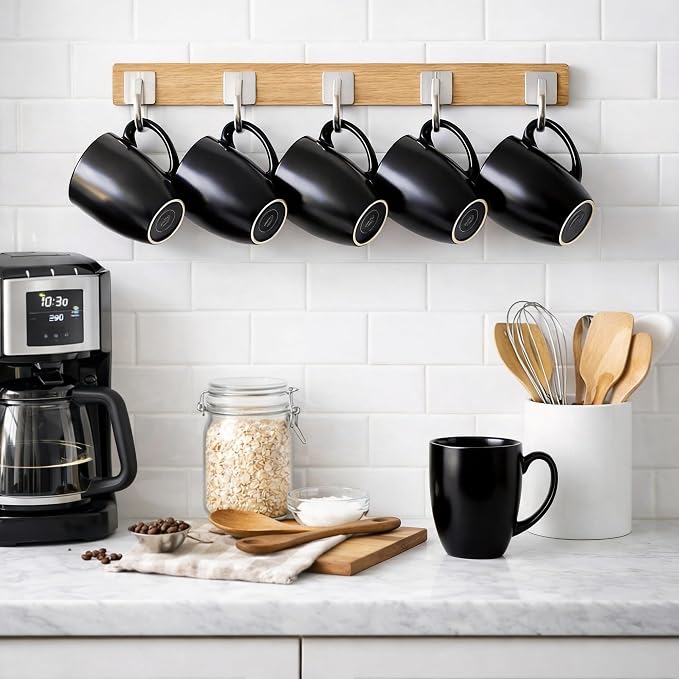 AmorArc 16oz Coffee Mugs Set of 6, Large Ceramic Coffee Mugs for Men Women Dad Mom, Modern Coffee Mugs with handle for Tea/Latte/Cappuccino/Cocoa. Dishwasher&Microwave Safe, Matte Black