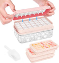 PHINOX Ice Cube Tray with Lid and Bin, 3 Pack Plastic Ice Cube Tray Molds, 84 pcs Ice Trays for freezer, Chilling Drinks, Whiskey & Cocktails, with Ice Container and Ice Scoop, BPA-Free