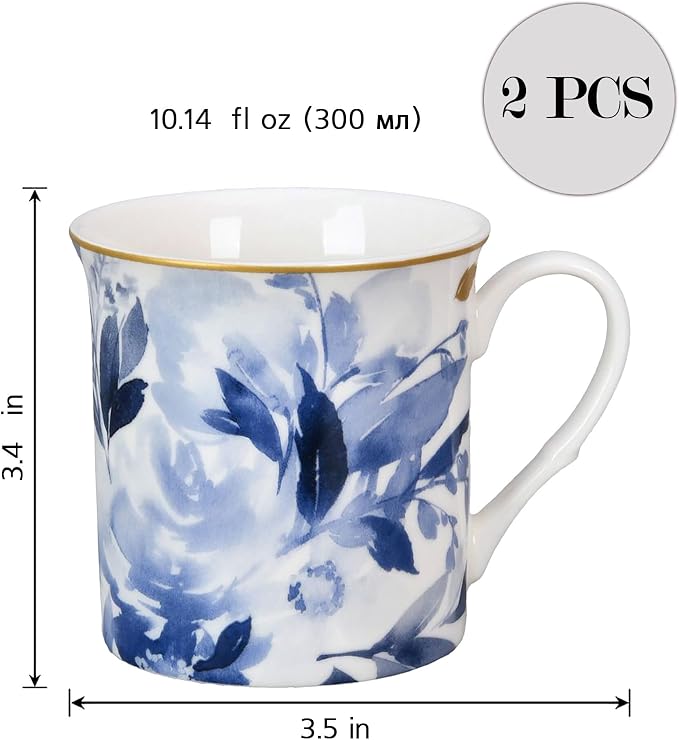 STP GOODS Porcelain Mug 13.5 fl. oz. - Set of 2 in Gift Box Coffee Cup, Gift for Women and Men (Mizuki)