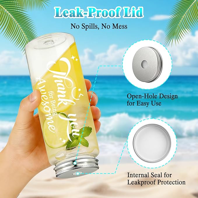 50 Pcs 17 oz Thank You Plastic Cups Bulk, Employee Appreciation Gifts for Staff Inspirational with Lids, Straw and Twist Bow, Reusable Acrylic Skinny Tumbler for Staff Coworker Teacher Nurses