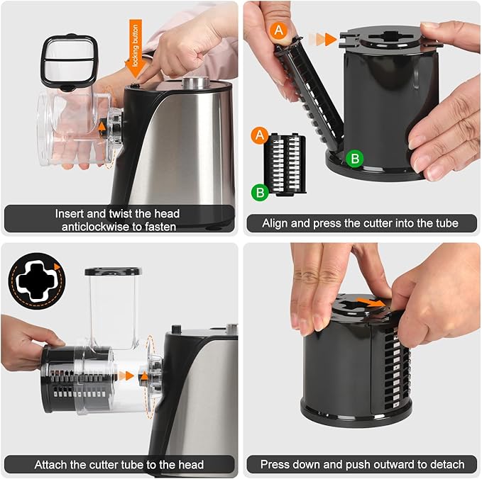 5-in-1 Electric Vegetables Slicer, 250W Cheese Grater Salad Shooter with 5 Different Blades, Kitchen Food Processor Cutter Chopper for Carrots, Potatoes, Nuts, Crackers, Salad Prep