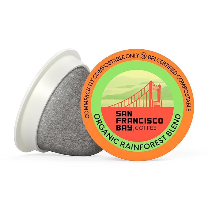 San Francisco Bay K-Cup Coffee Pods, Organic Rainforest Blend (120 ct), Medium-Dark Roast, Commercially Compostable USDA Organic Single-Serve Coffee Pods