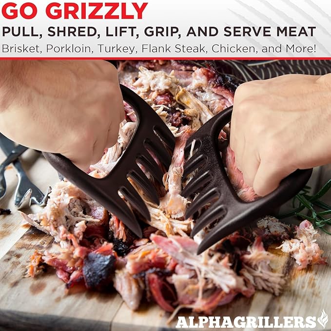 Alpha Grillers Instant Read Meat Thermometer for Cooking Grill and BBQ Griddle with Meat Shredder Claws