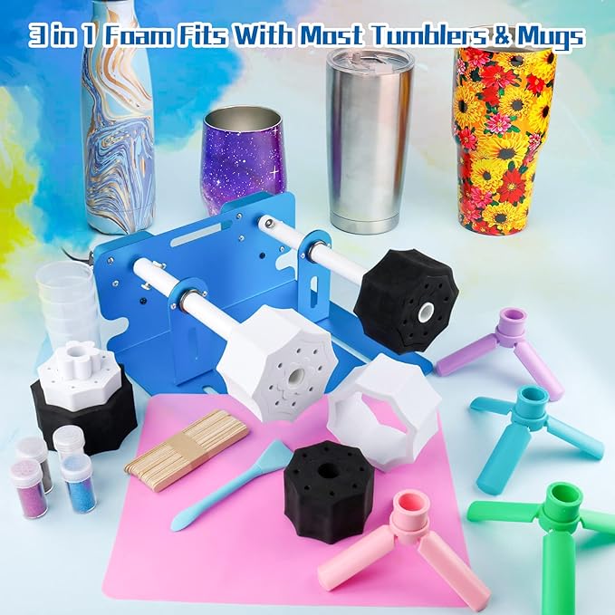 Multi Cup Turner for Tumblers,4X Cup Spinner for Tumblers with 4 ON/Off Switch for Epoxy Resin Tumblers Creating Craft…