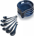 Vicrays 10PCS Ceramic Utensil Set - 5.2 Inch Spoon Ladle Rests, 6.4 inch Asian Soup Spoons, Farmhouse Kitchen Accessories for Stove and Serving - Dishwasher Safe, Blue