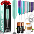 Zulay Kitchen Powerful Milk Frother AA Batteries Included – Ultra Fast Handheld Drink Mixer with Stainless Steel Whisk Stirrer for Coffee, Protein, Matcha & More, Frother Wand Electric Frothmate Mint