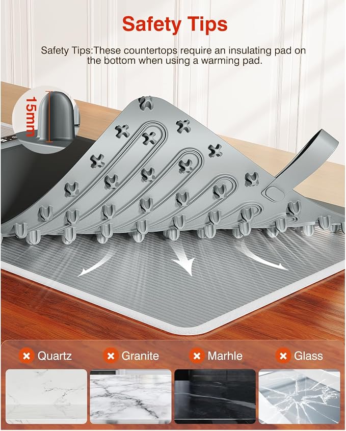 Warming Mat for Food (24"x16") - iTRUSOU 7-Level Electric Warming Tray with 400W High-Power, Timer 0–99H & Built-In Strap - Rollable Large Food Warming Mat for Parties & Buffet