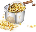 Cook N Home Stovetop Popcorn Popper with Crank, 6 Quart Stainless Steel Popcorn Pot, Silver