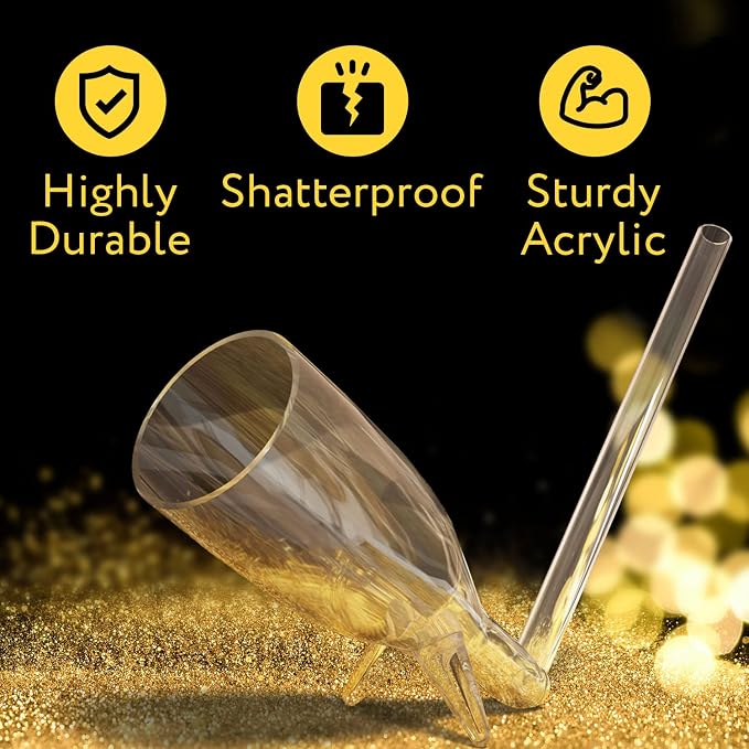 IMPRESA 10 Pack Champagne Shooter Plastic Glass Set - Champagne Glasses with Stands - Bachelorette Party Favors - Reusable Champagne Shooter Gifts for Bubbly Lovers - Champ Shooters