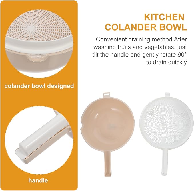 Mobestech Double Layer Strainer Basket 13.38X9.05X4.33 Inch Plastic Drain Basket Bowl for Washing Fruits and Vegetables with Handle Detachable Design for Kitchen Use