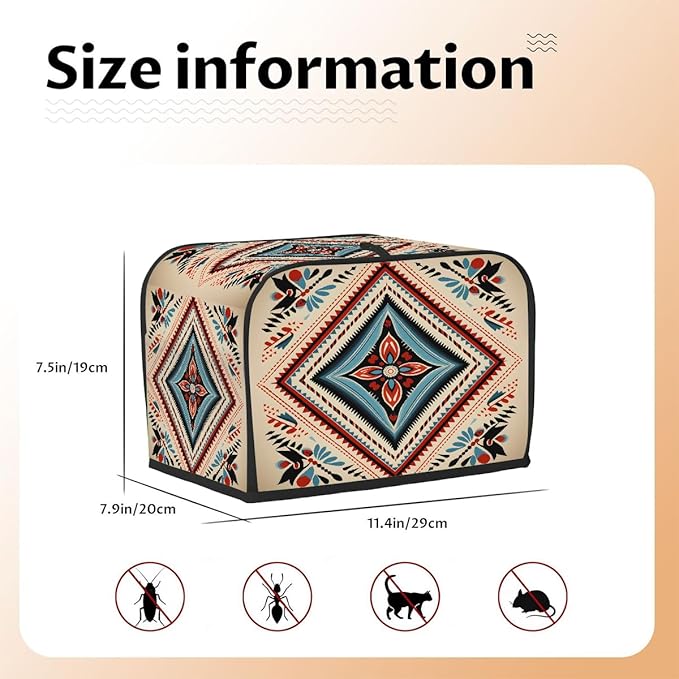 Bohemian Ethnic Aztec Western 2 Slice Toaster Cover Dust And Fingerprint Bread Maker Cover Bakeware Protector Washable Appliance Covers Kitchen Accessories For Home Kitchen Women Gift