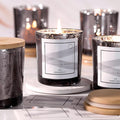 LAMORGIFT 15 Pack Dark Gray Candle Jars With Lids - 8oz Mercury Glass Candle Making Containers - Includes 20 Pcs Labels