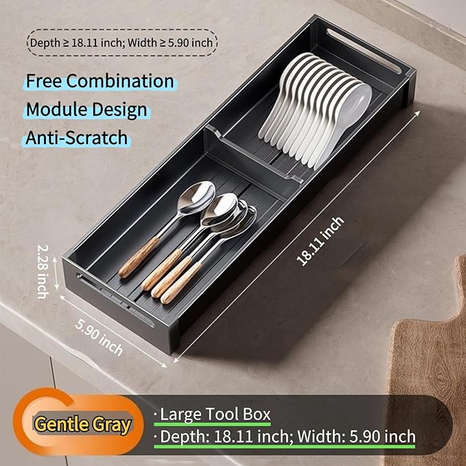 Dish Drying Rack, Stainless Steel Adjustable Bowl Plate Drainer, Pot Lid Holder, Plate Organizer for Cabinet for Cutting Boards, Cooling Racks (Gentle Black,18.11 * 5.90 inch,Tool Box D)