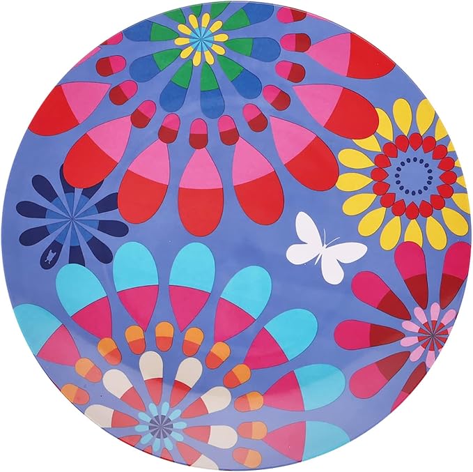 French Bull Plates - 4 Piece Set - 9 inch Melamine Salad Plates Set of 4 - Melamine Dinnerware for Indoor and Outdoor - Festival