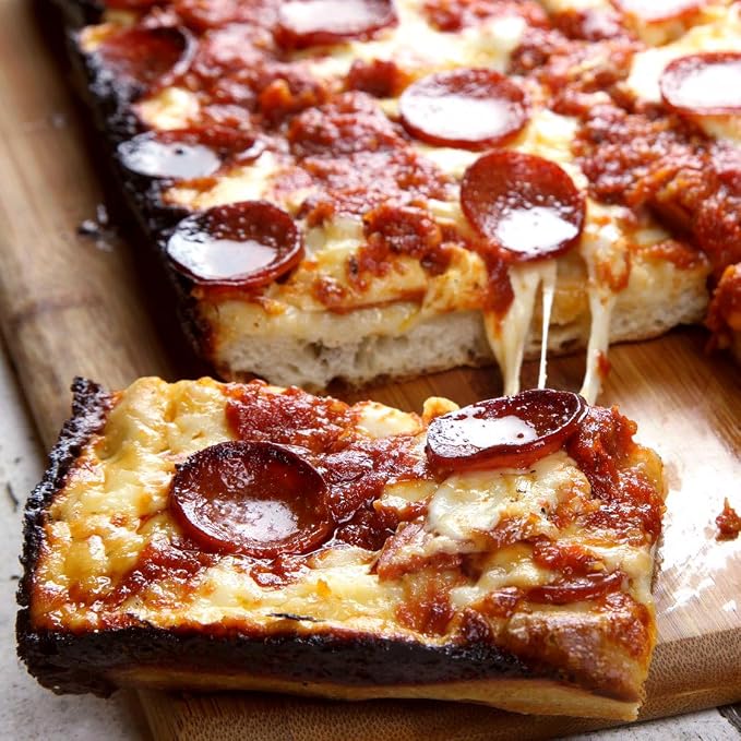 Detroit Style Pizza Pan 10x14x2.5 (Non-Stick, BPA & PFOA Free) Heat-Resistant Up to 500°F, Pre-Seasoned Authentic Hard Anodized Detroit Deep Dish Pizza Pan, Five-Year Free -Replacement