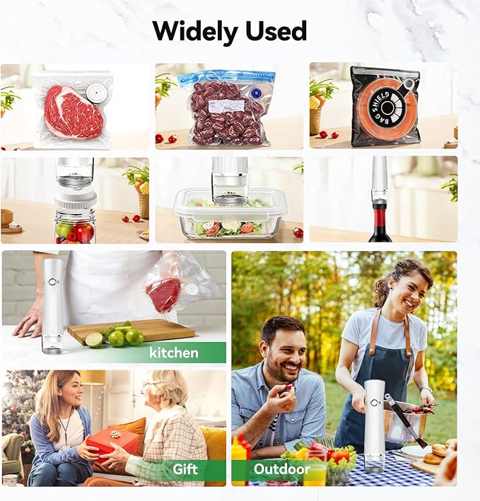 Vacuum Sealer for Food (Compact Vacuum Sealer Machine + 30 Reusable Vacuum Bags+ 30 Mason Jar Lids), Powerful Handheld Food Sealer, Seal Meal Saver