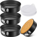 Pickmesh 3 Pcs 8.5 Inch Round Springform Pan Set, Nonstick Cheesecake Pan with Removable Bottom, 150 Pcs Parchment Paper Liners, Leakproof Cake Mold for Baking Black