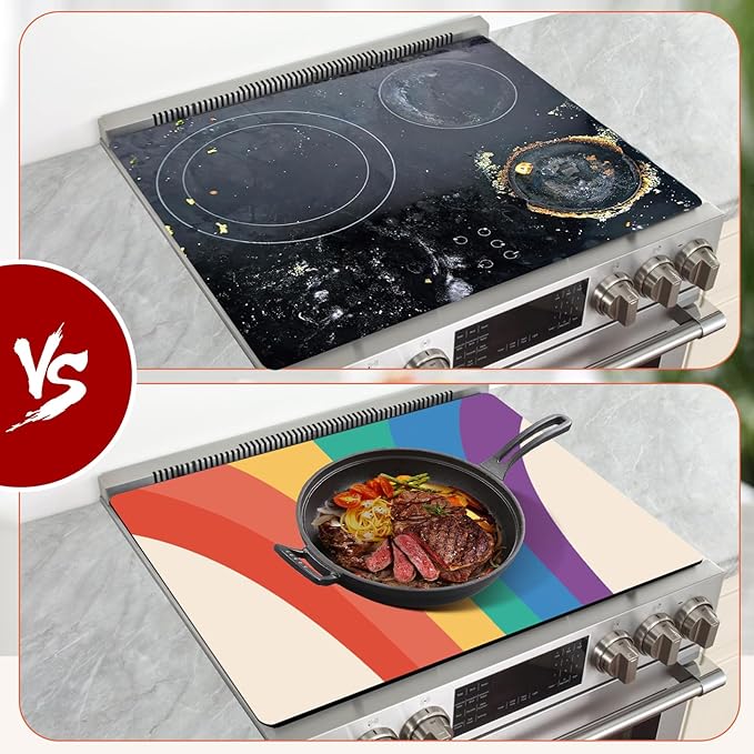 Decorative Electric Stove Top Covers, Heat Resistant Silicone Stove Cover Mat, Stove Top Protectors for Electric Flat Glass Stoves, Adds Extra Counter Space for Small Kitchens and Apartments