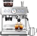 Espresso Machine with Grinder, 20 Bar Espresso Maker with Milk Frother, PID Temperature Control, 30 Grind Settings, Removable Water Tank, Stainless Steel Coffee Machine for Cappuccino, Latte