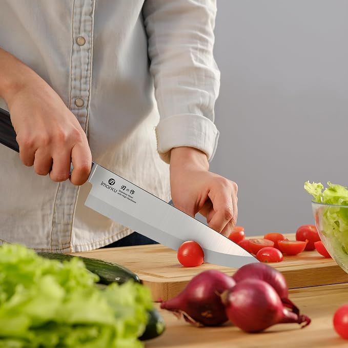 imarku Chef Knife 8-Inch Pro Japanese Kitchen Knife High-Carbon Stainless Steel Paring Knife Ergonomic Handle Rasor Sharp Single-Bevel Edge Gift for Men