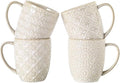 Coffee Mugs Set of 4, 16 Oz Ceramic Coffee Mugs, Large Porcelain Embossed Cups for Cocoa, Tea, Milk, Mocha, Cappuccino, Microwave & Dishwasher Safe, Comfort Handle, 3.5 x 4.5 inch