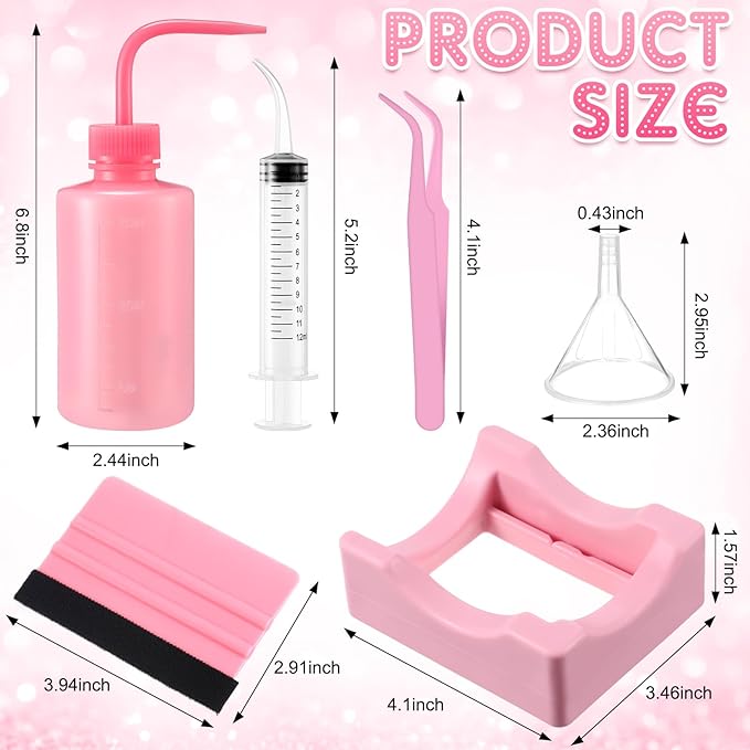 10 Pcs Snow Globe Tumbler Supplies for Glitter, Snow Globe DIY Kit-Plastic Squeeze Bottle Silicone Cup Cradle Funnel Tweezers Bent Syringe for Cup Making Tumbler Craft Supplies(Pink,White)