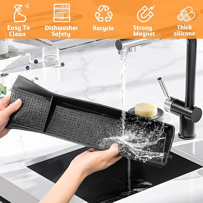 Foeacry Magnetic Stove Top Shelf 30 Inch - Heat Resistant Silicone Over the Stove Shelf Spice Rack Organizer - 3 Functional Partitions Kitchen Organization and Storage for Spices, Oils & Gadgets