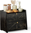 Trironsun Vintage Double Layer Bread Box for Kitchen Counter Bamboo Bread Storage Container Large Capacity Bread Storage Bin (Antique Black)
