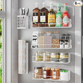 Magnetic Spice Rack for Refrigerator, 6 Pack Strong Magnet Spice Organizer with Paper Towel Holder, Utensil Holder, Moveable Magnetic Fridge Shelf for Kitchen Organization and Storage (White)