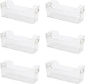 Oggi Cabinet/Drawer High Wall Storage Bin - 14" x 5", Clear/Gray, Ideal for Kitchen Organization, Pantry Storage, Fridge Organizing - Set of 6