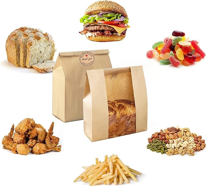 Large Paper Bread Bags for Homemade Sourdough-Bread Packaging Bag for Gifting, Label Seal Sticker Included Pack of 20(11.8x8.2x3.5 inch)
