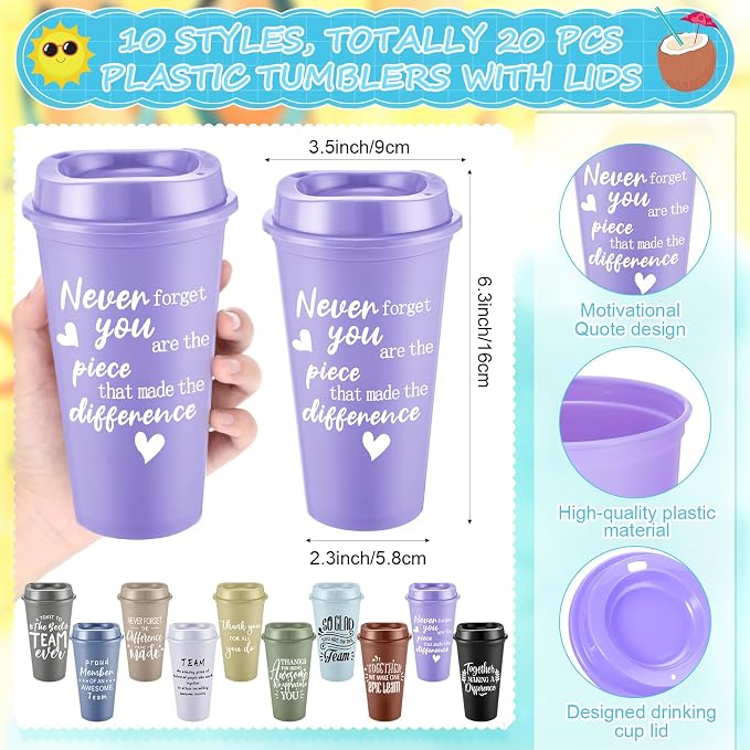 Teenyyou 60 Pcs Employee Appreciation Gift Set, 16oz Tumbler with Lid Notebook Pen Bulk Thank You Gift Holiday Party Favor for Teachers Office Coworker Teacher Staff Team (Dark Color,Delicate Style)