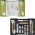 Lifewit Utensil Organizer for Kitchen Drawers, Expandable Cooking Utensil Tray, Adjustable Cutlery Silverware Flatware Holder, Plastic Spatula Tools and Gadgets Storage Divider