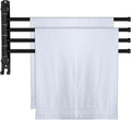 Teenyyou 20.4 Inches Swivel Towel Rack 304 Stainless Steel 4 Arms Bathroom Towel Rack Hanger Pool Holder Wall Mounted Swivel Bar Space Saving with Hook(Black)