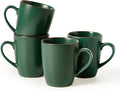 famiware Venus Coffee Mugs for 4, 13 oz Mug Set, Dringking Cup with Handle for Coffee, Tea, Cocoa, Milk, Dark Green