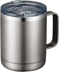 MEWAY 12oz Coffee Mug With Handle and Sliding Lid,Stainless Steel Travel Tumbler Cup with Handle,Double Wall Vacuum Insulated Camping Cup for Hot & Cold Drinks Tea (Cold Grey,Set of 1